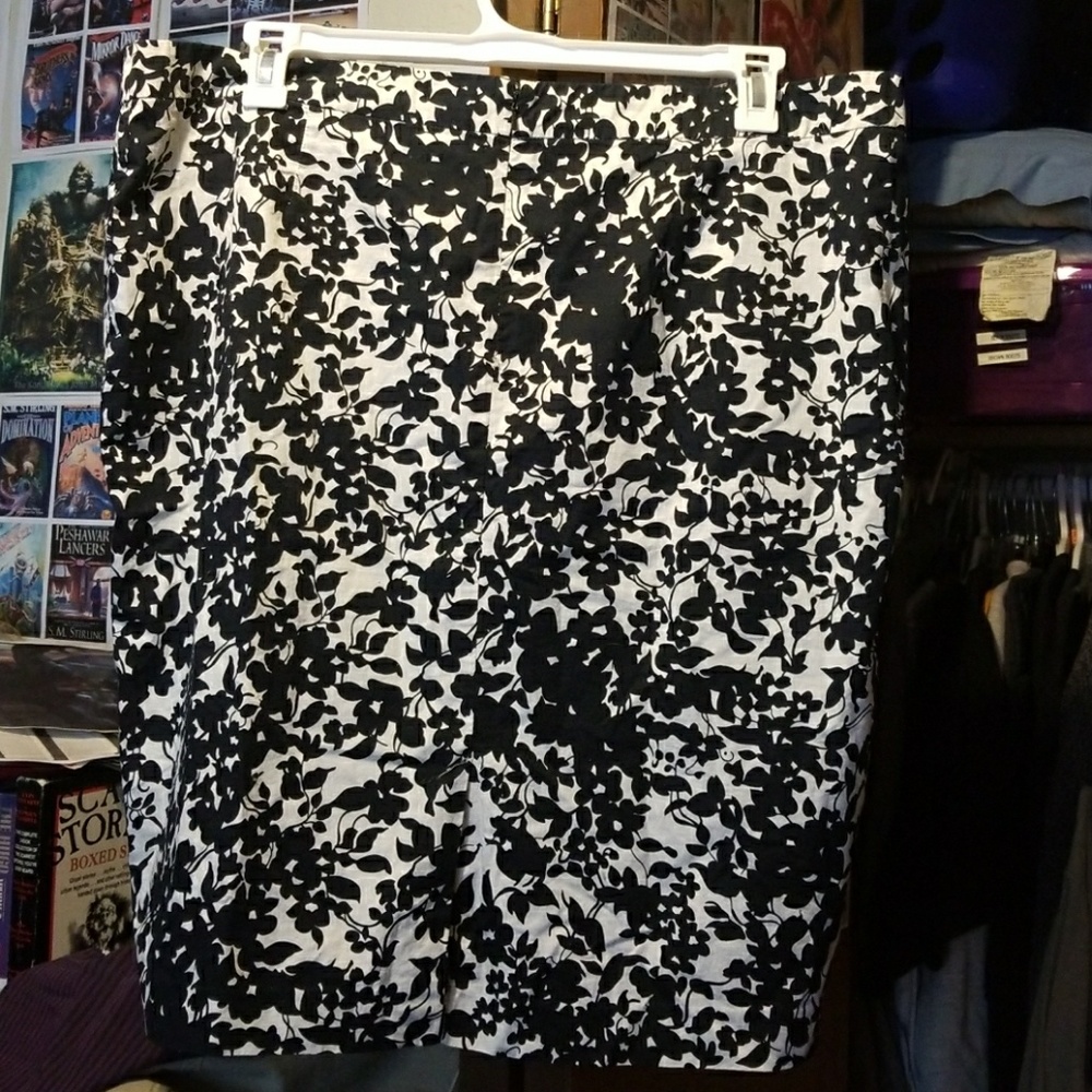 Black and white floral skirt
